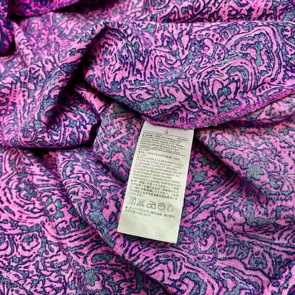 Banana Republic Women's Purple and Black Paisley & Floral Print Dress - Size L - Picture 5 of 13